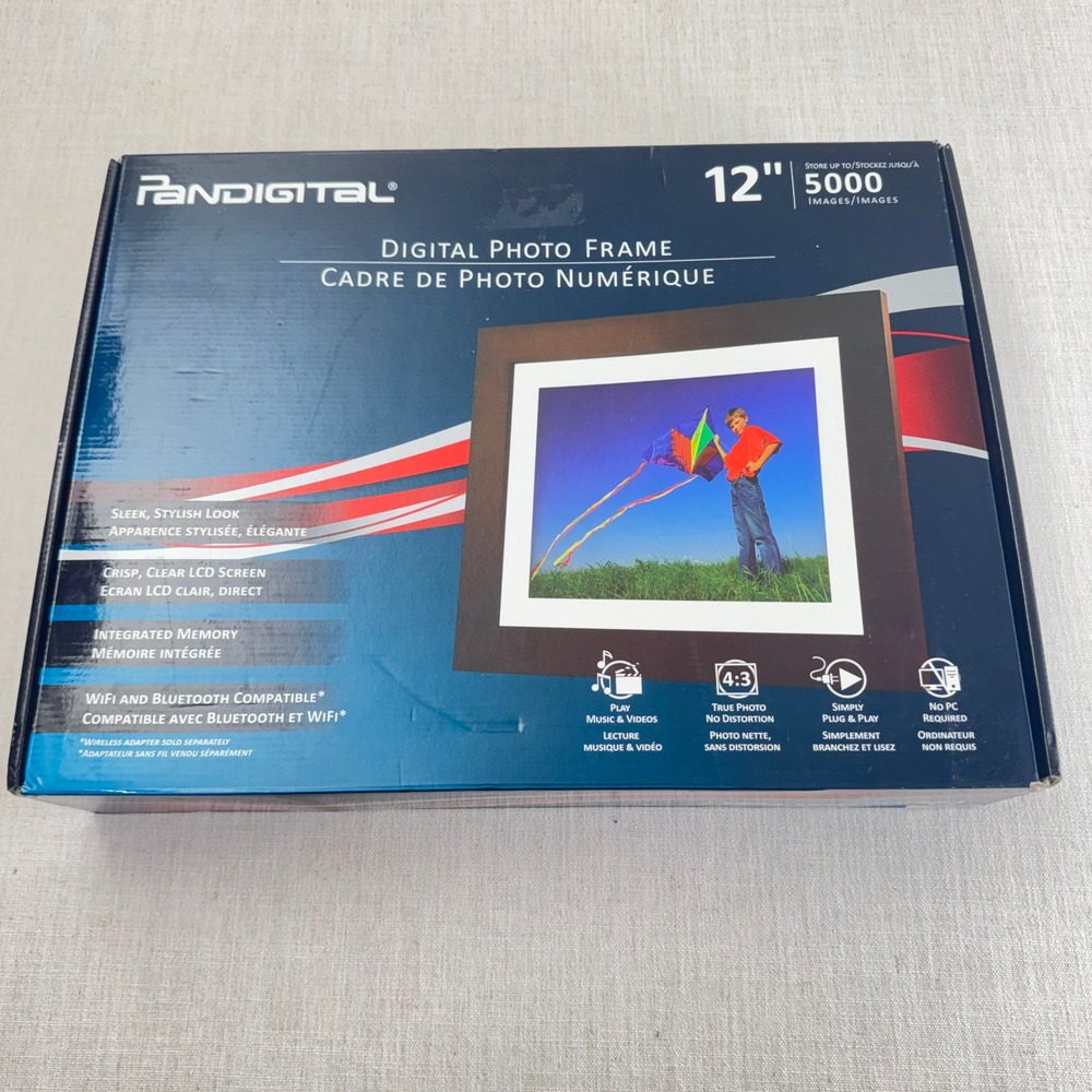 Pandigital 12 In Digital Photo Frame Remote WiFi Bluetooth 5000 Images 540076